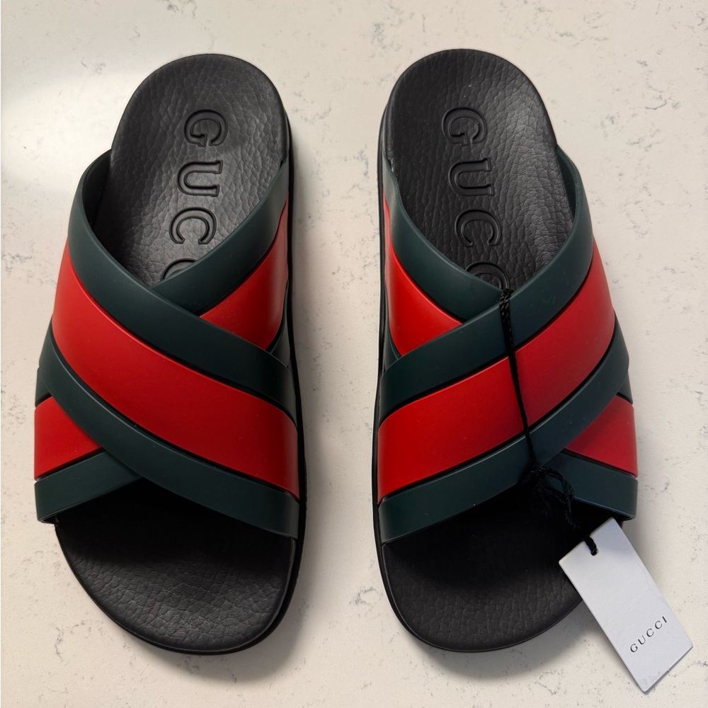 Gucci Web Rubber Slides